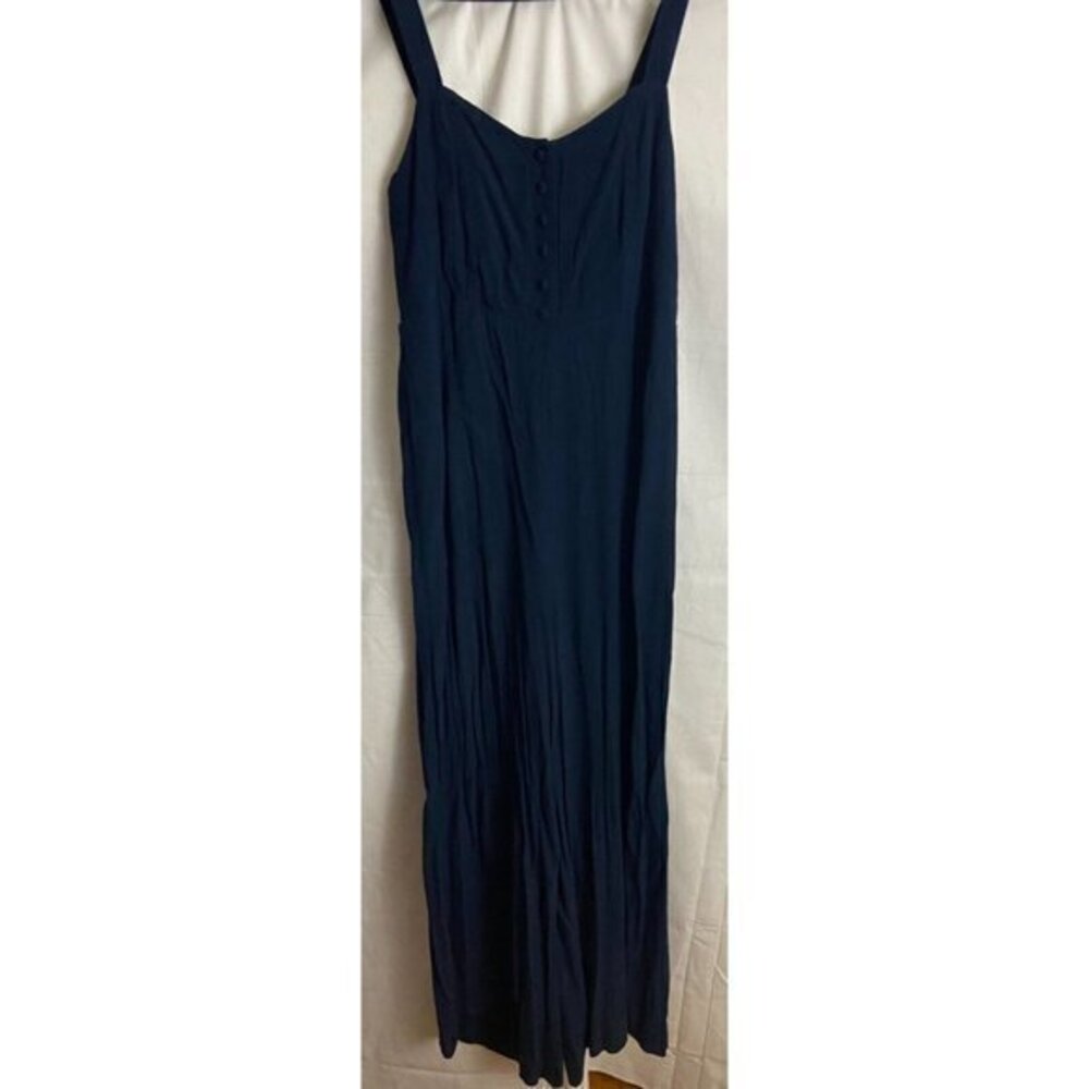 Madewell Button-Front Crop Jumpsuit Navy‎ Blue SZ 0 Womens Sleeveless Pockets